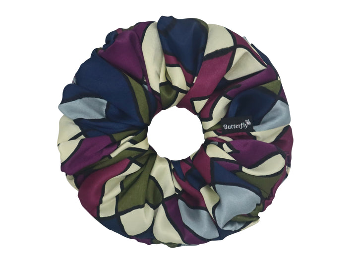 Satin Abstract Purple/Green/Navy