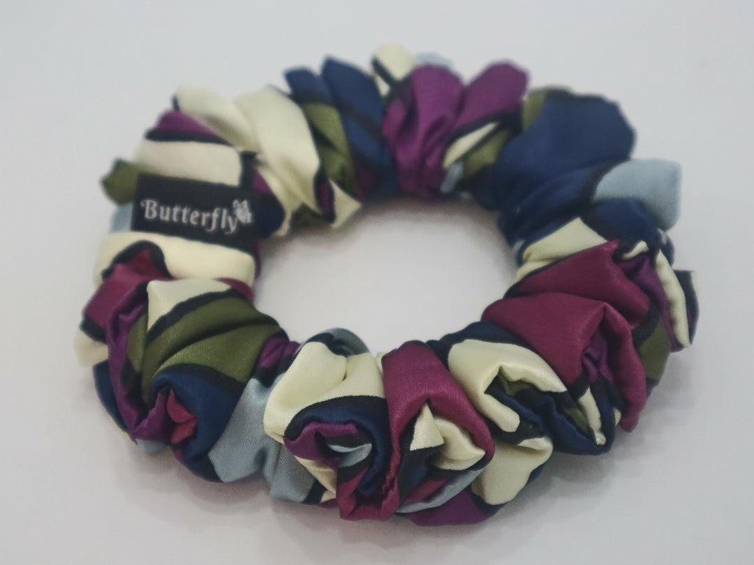 Satin Abstract Purple/Green/Navy