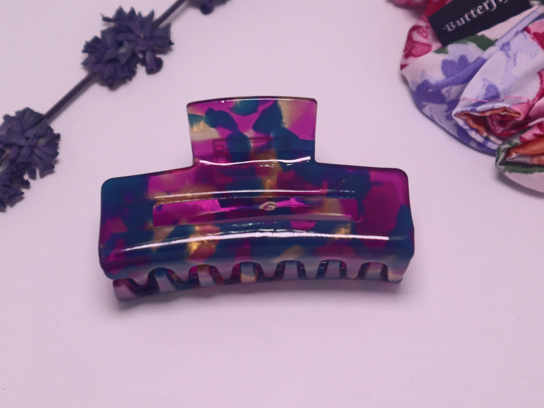 Floral Purple Medium Hair Claws